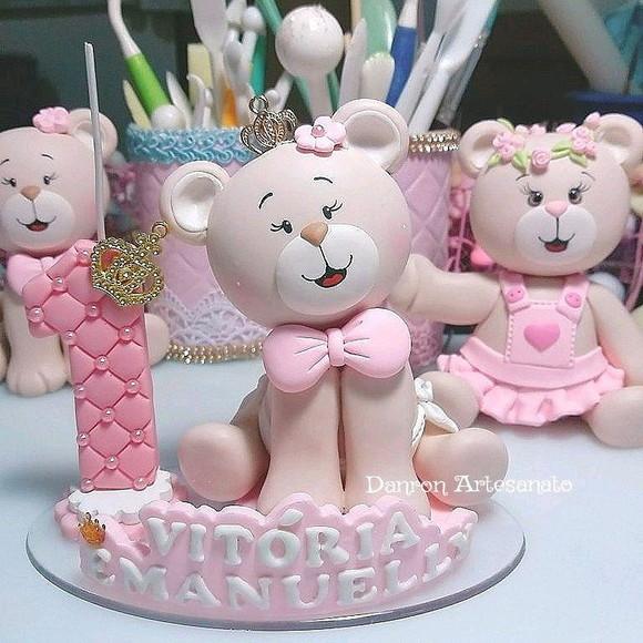 Topo de Bolo Ursa Princesa