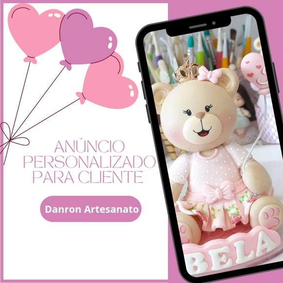 Topo de Bolo Ursa Princesa( Personalizada para Cliente)