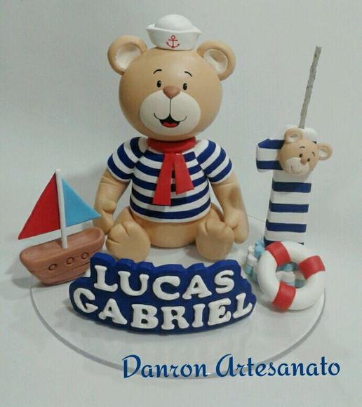 Topo de Bolo Urso Marinheiro