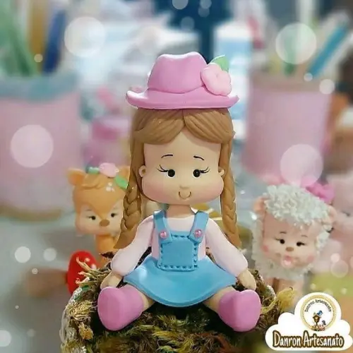 Aplique de biscuit Fazendinha rosa
