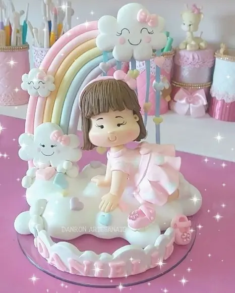Topo de Bolo Chuva de Amor