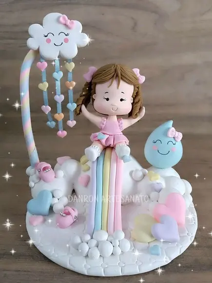 Topo de Bolo Chuva de Amor