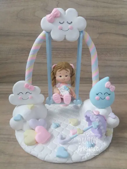 Topo de Bolo Chuva de Amor