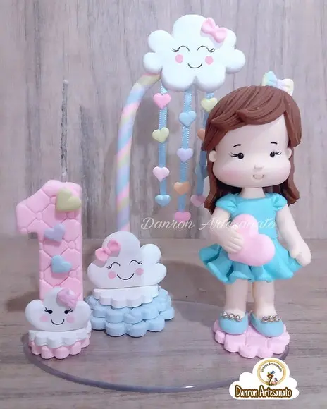 Topo de Bolo Chuva de Amor