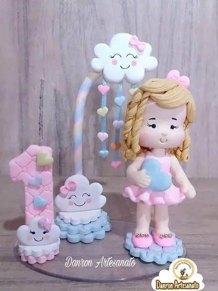 Topo de Bolo Chuva de Amor