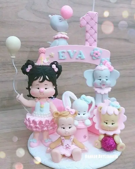 Topo de bolo circo rosa