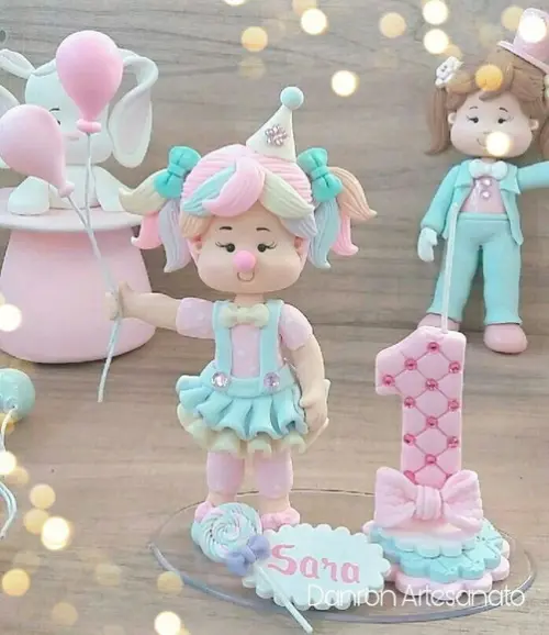 Topo de Bolo Circo Rosa