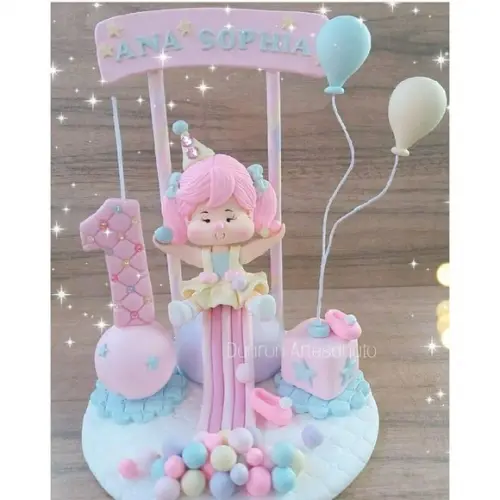 Topo de Bolo Circo Rosa