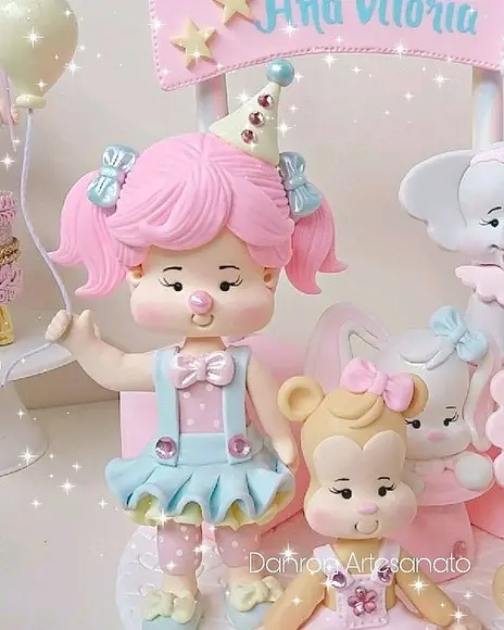 Topo de Bolo Circo Rosa
