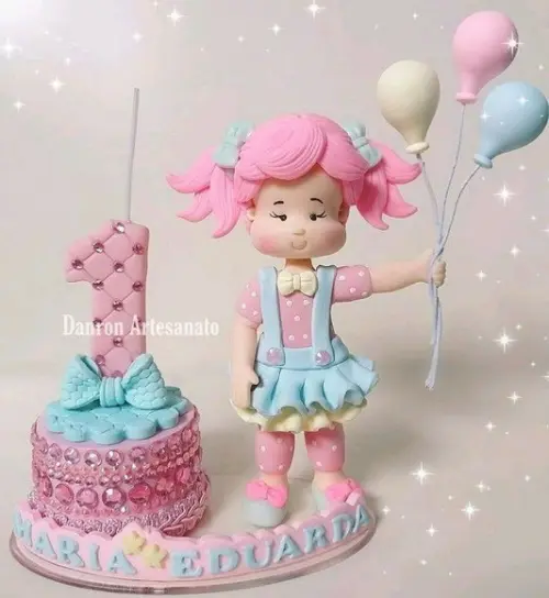 Topo de Bolo Circo Rosa