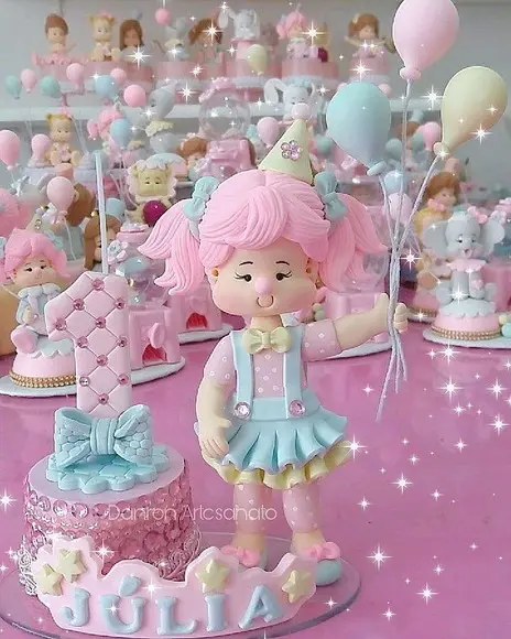 Topo de Bolo Circo Rosa