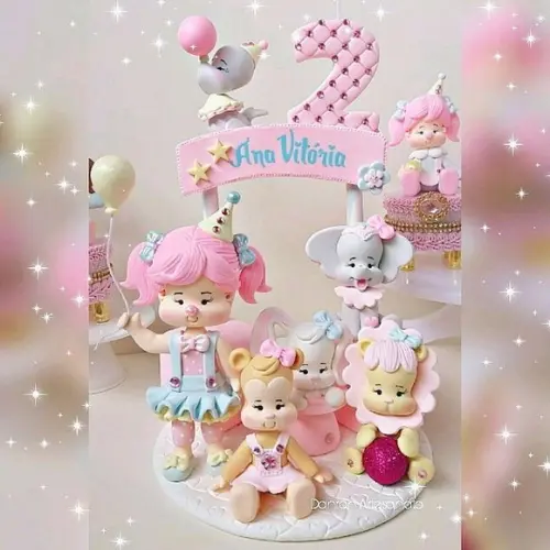 Topo de Bolo Circo Rosa