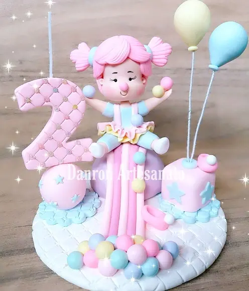 Topo de Bolo Circo Rosa