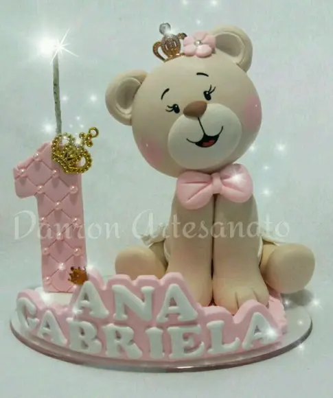 Topo de Bolo Ursa Princesa