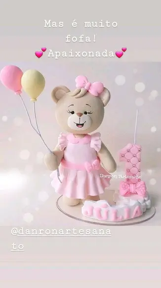 Topo de Bolo Ursa Princesa