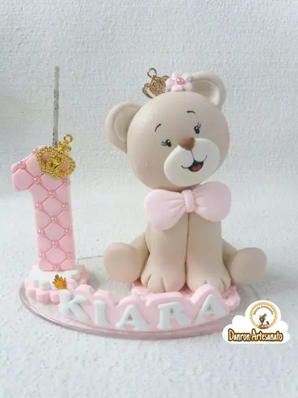 Topo de Bolo Ursa Princesa