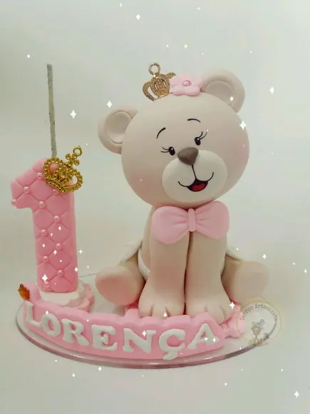 Topo de Bolo Ursinha Princesa