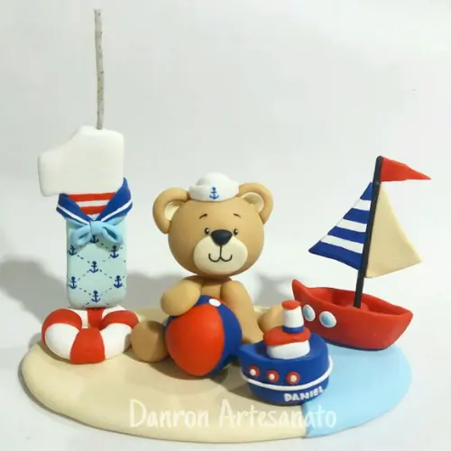 Topo de Bolo Urso Marinheiro