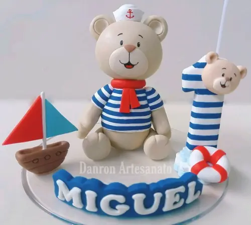 Topo de Bolo Urso Marinheiro