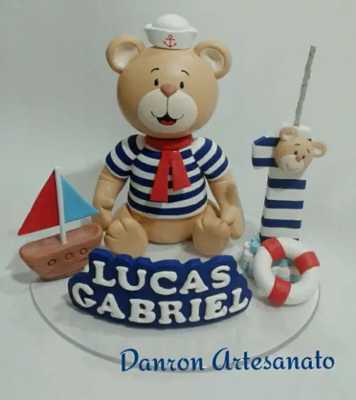 Topo de Bolo Urso Marinheiro