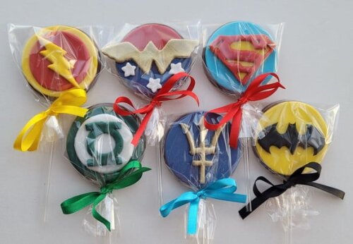Pirulito de Chocolate - Liga da Justiça Heróis