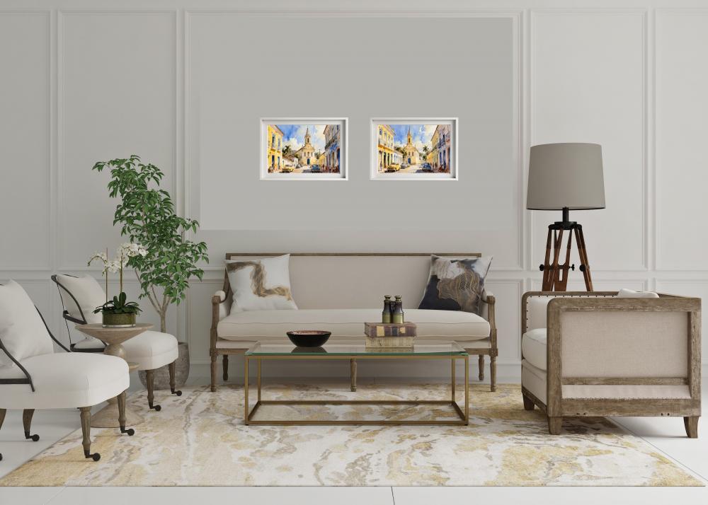 Quadro Paisagem Cidade Histórica Aquarela - Decoração 15