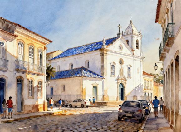 Kit 2 Quadros Aquarela Cidades Históricas - Frete Único 7-8