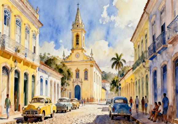 Kit 2 Quadros Aquarela Cidades Históricas- Frete Único 13-14