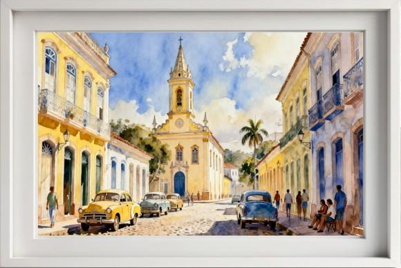 Kit 2 Quadros Aquarela Cidades Históricas- Frete Único 13-14