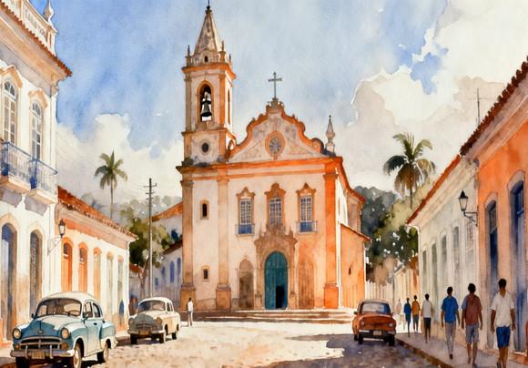 Kit 2 Quadros Aquarela Cidades Históricas- Frete Único 17-18