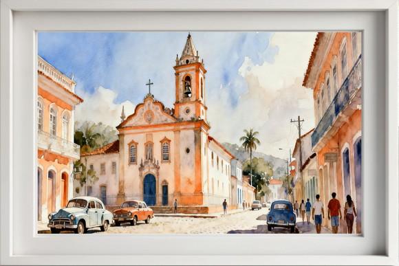Kit 2 Quadros Aquarela Cidades Históricas- Frete Único 17-18