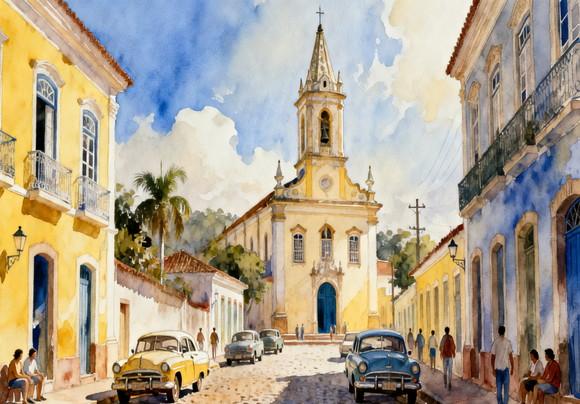 Kit 2 Quadros Aquarela Cidades Históricas- Frete Único 15-16