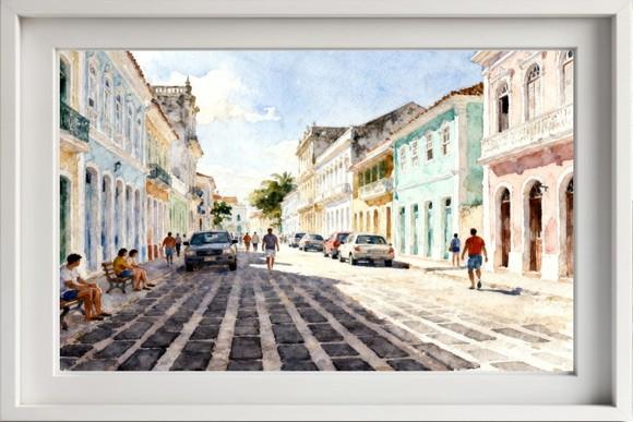 Kit 2 Quadros Aquarela Olinda Pe - Frete Único 3-4
