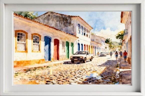 Kit 2 Quadros Aquarela Parati Rj - Frete Único 1-2