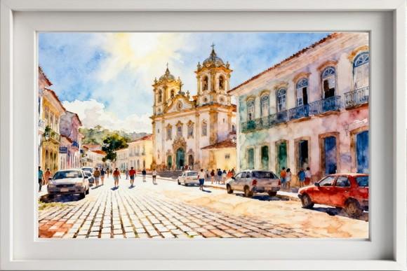 Kit 2 Quadros Aquarela S J D Rei Mg - Frete Único 1-2