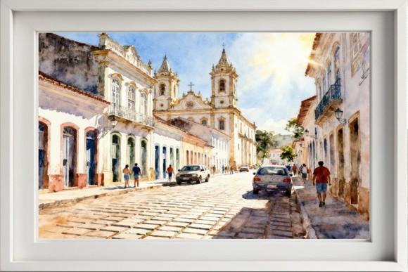 Kit 2 Quadros Aquarela S J D Rei Mg - Frete Único 3-4