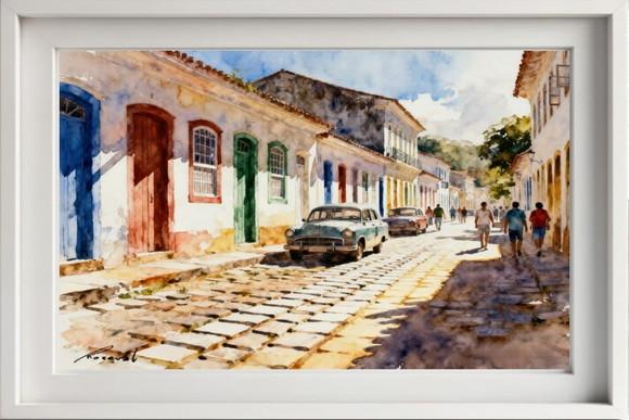 Kit 2 Quadros Aquarela Tiradentes Mg - Frete Único 1-2