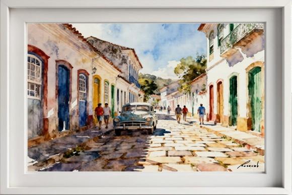 Kit 2 Quadros Aquarela Tiradentes Mg - Frete Único 3-4