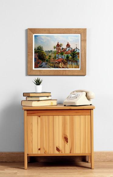 Paisagem de S J Del Rei Aquarela - Decoração Sala, Escrit 01