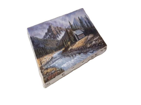 Pintura Acrílica Sobre Tela - Paisagem, Montanhas, Rio.