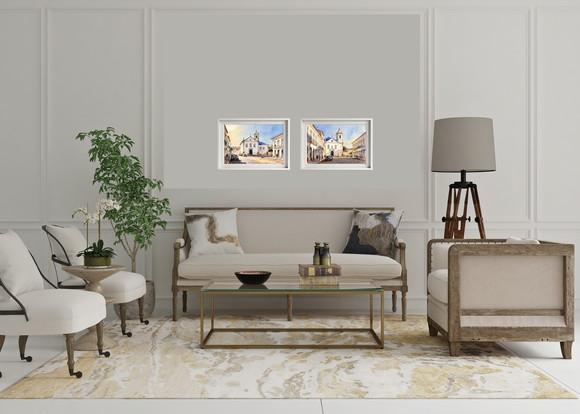 Quadro Paisagem Cidade Histórica Aquarela - Decoração 05