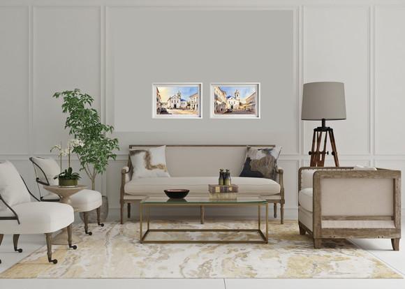 Quadro Paisagem Cidade Histórica Aquarela - Decoração 06