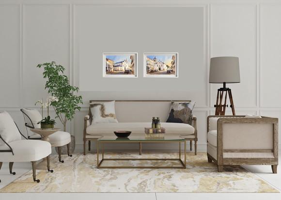 Quadro Paisagem Cidade Histórica Aquarela - Decoração 08
