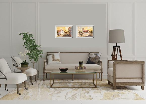 Quadro Paisagem Cidade Histórica Aquarela - Decoração 10