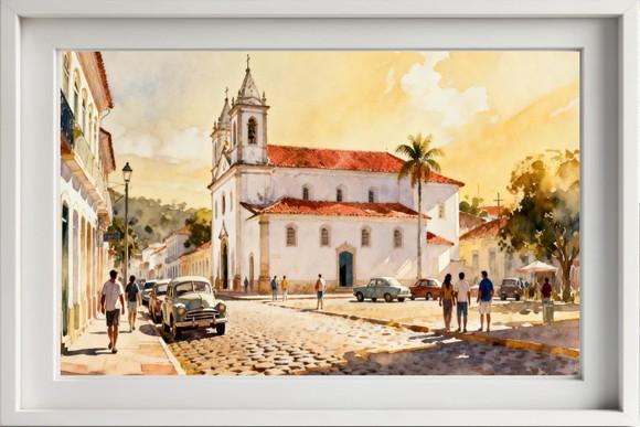 Quadro Paisagem Cidade Histórica Aquarela - Decoração 10
