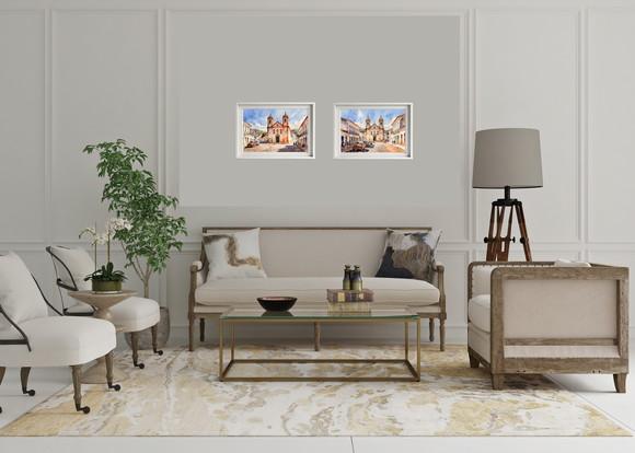 Quadro Paisagem Cidade Histórica Aquarela - Decoração 23
