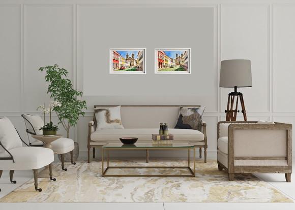 Quadro Paisagem Cidade Histórica Aquarela - Decoração 26