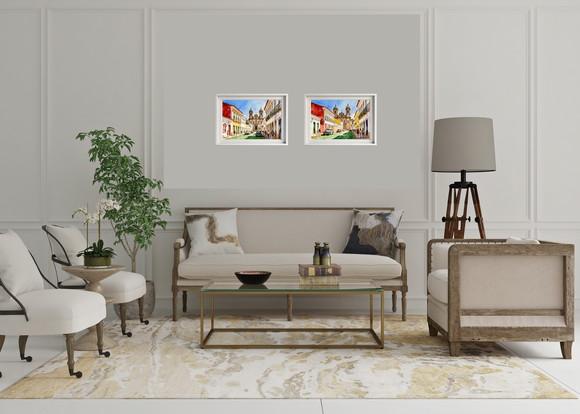 Quadro Paisagem Cidade Histórica Aquarela - Decoração 27