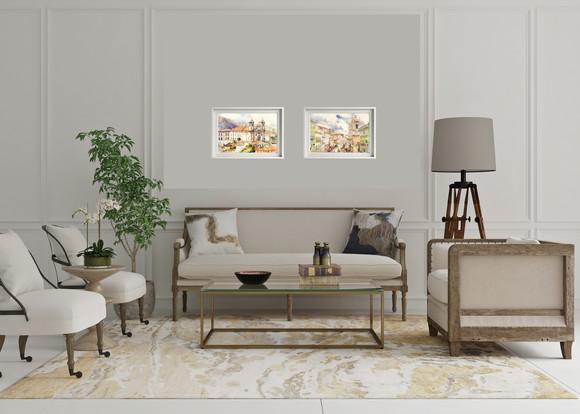 Quadro Paisagem de Ouro Preto Mg Aquarela - Decoração 03