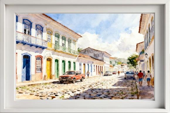 Quadro Paisagem de Parati Rj Aquarela - Decoração Pa01